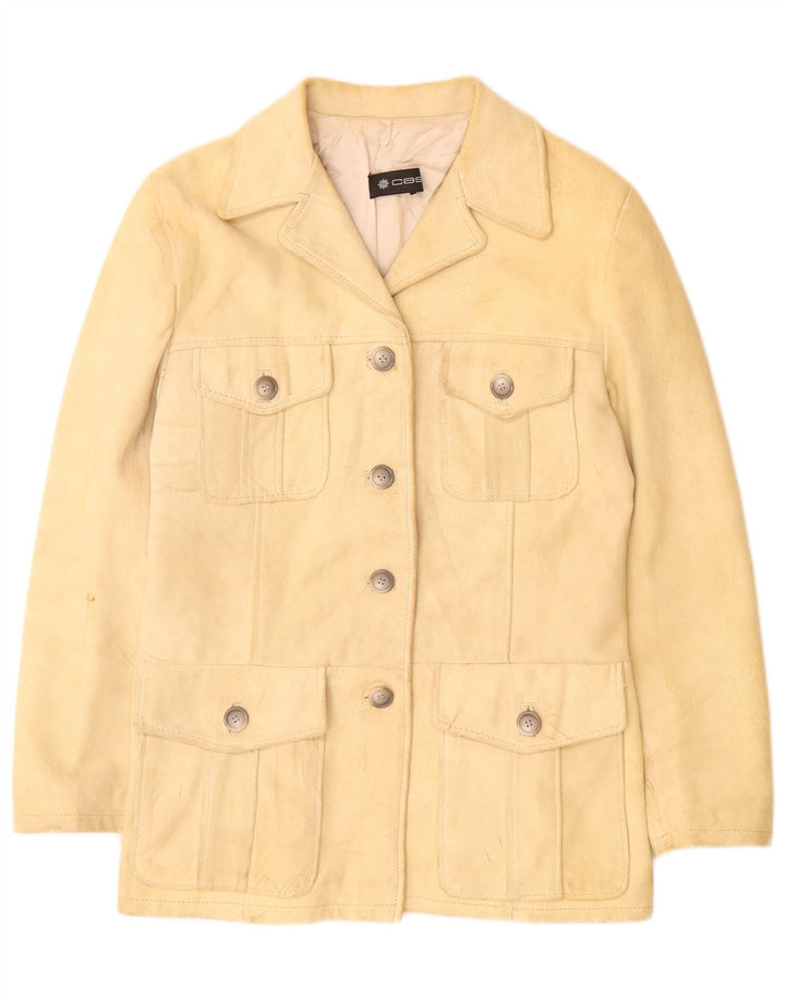 Vintage Womens Suede Jacket UK 12 Medium Beige Leather