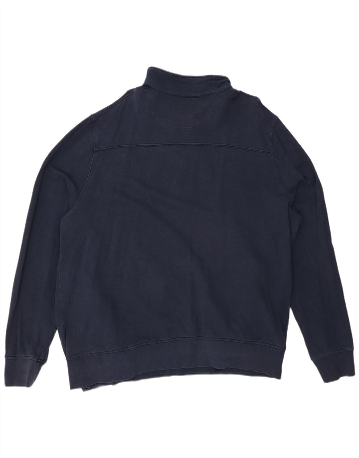 WHITE STUFF Mens Polo Neck Sweatshirt Jumper 2XL Navy Blue Cotton