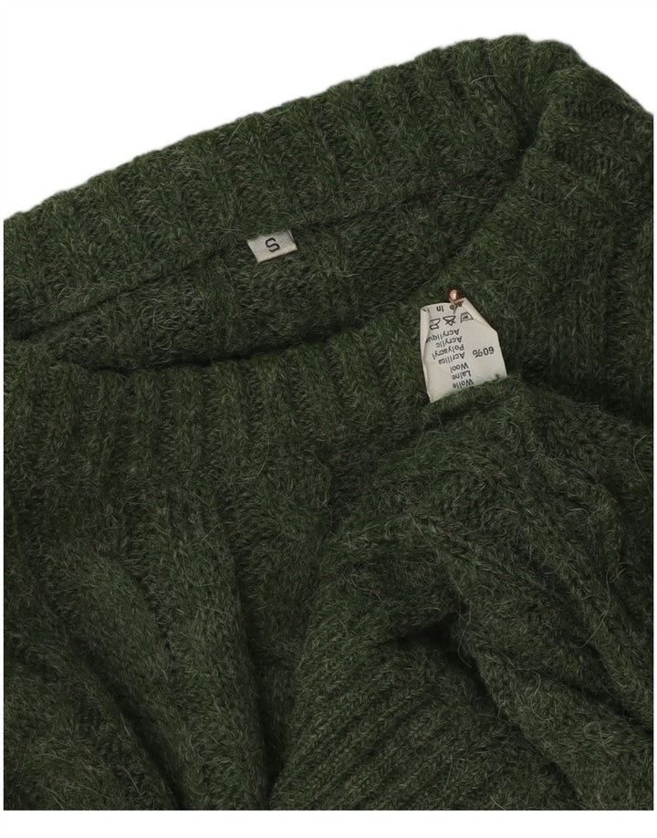 Vintage Mens Crew Neck Jumper Sweater Small Green Wool