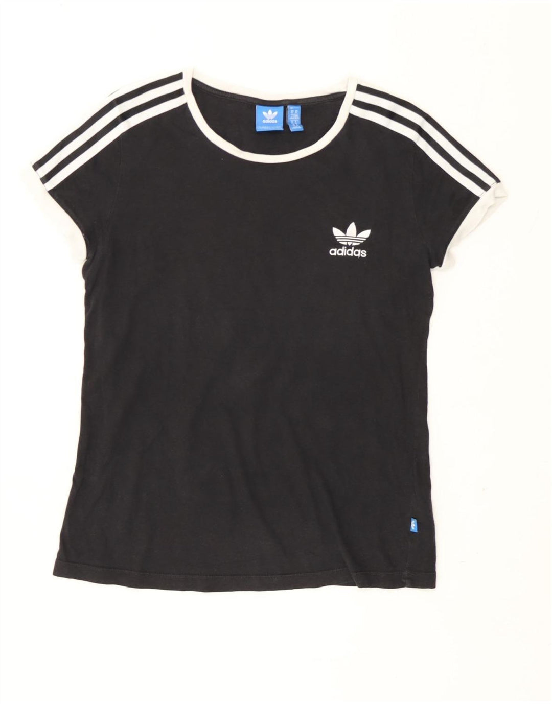 Adidas Womens T-Shirt Top UK 14 Medium  Black Cotton