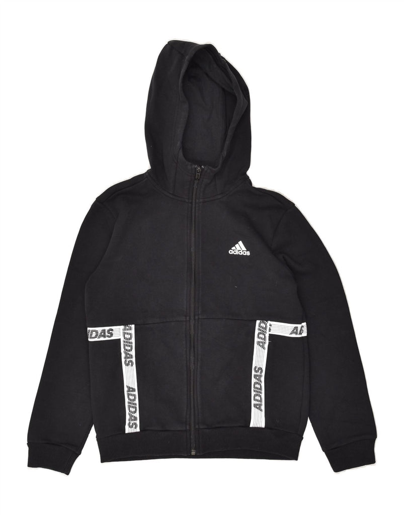 ADIDAS Boys Graphic Zip Hoodie Sweater 11-12 Years Black Cotton | Vintage Adidas | Thrift | Second-Hand Adidas | Used Clothing | Messina Hembry 