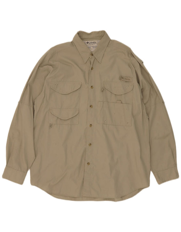 Columbia Mens Shirt Medium Khaki Cotton