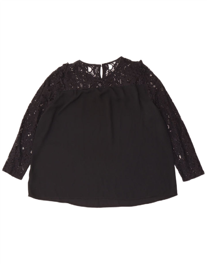 Marks & Spencer Womens Long Sleeve Oversized Blouse Top UK 16 Large Black