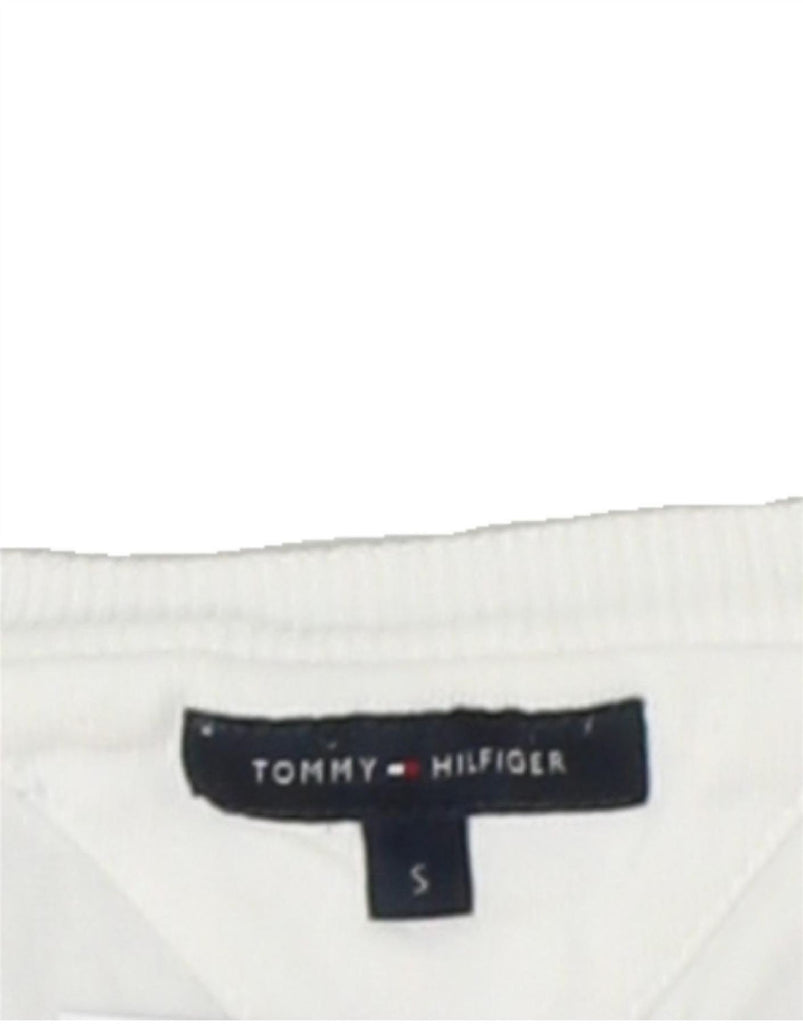 TOMMY HILFIGER Mens T-Shirt Top Long Sleeve Small White Cotton | Vintage Tommy Hilfiger | Thrift | Second-Hand Tommy Hilfiger | Used Clothing | Messina Hembry 