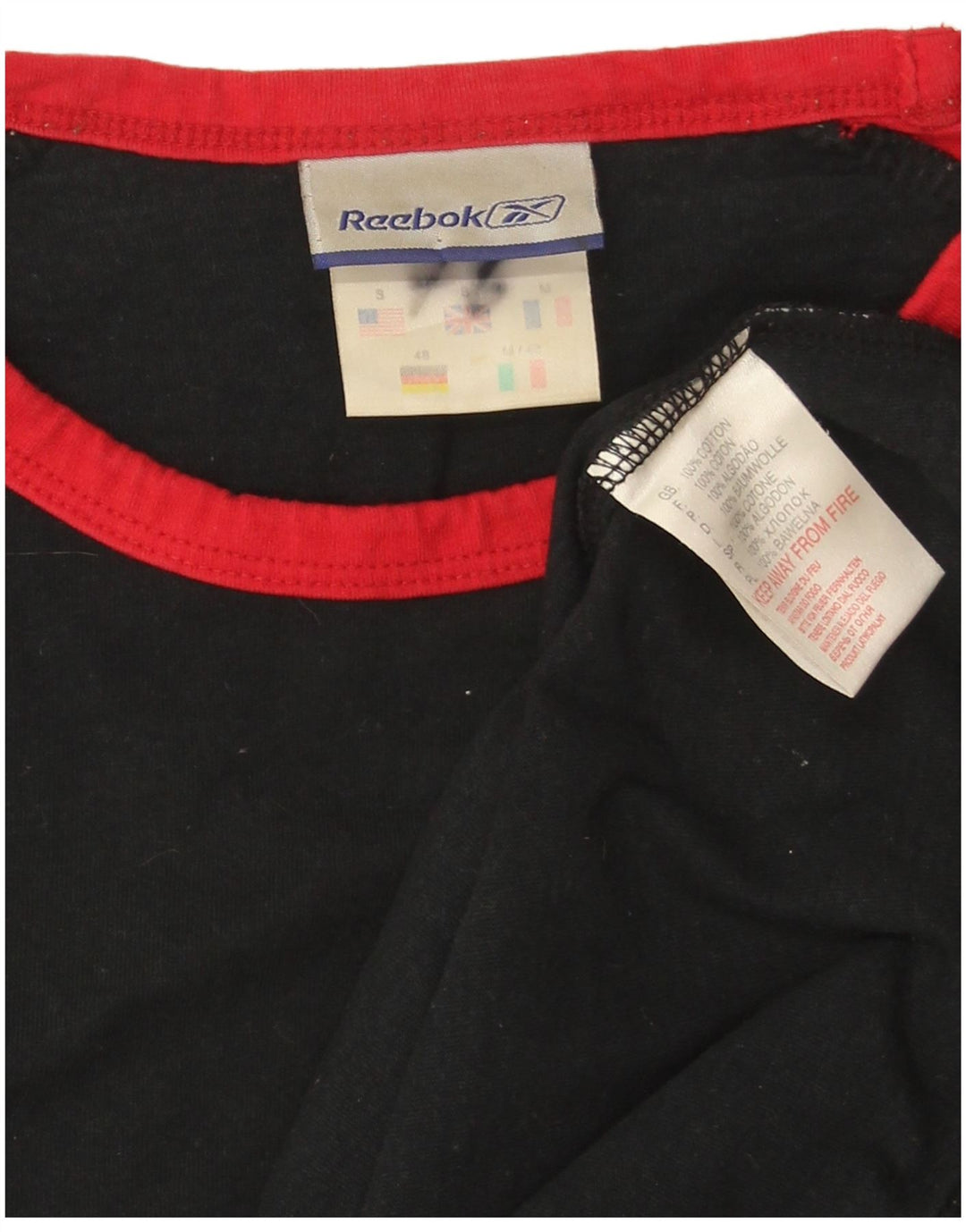 Reebok Mens T-Shirt Top Small Black Colourblock Cotton