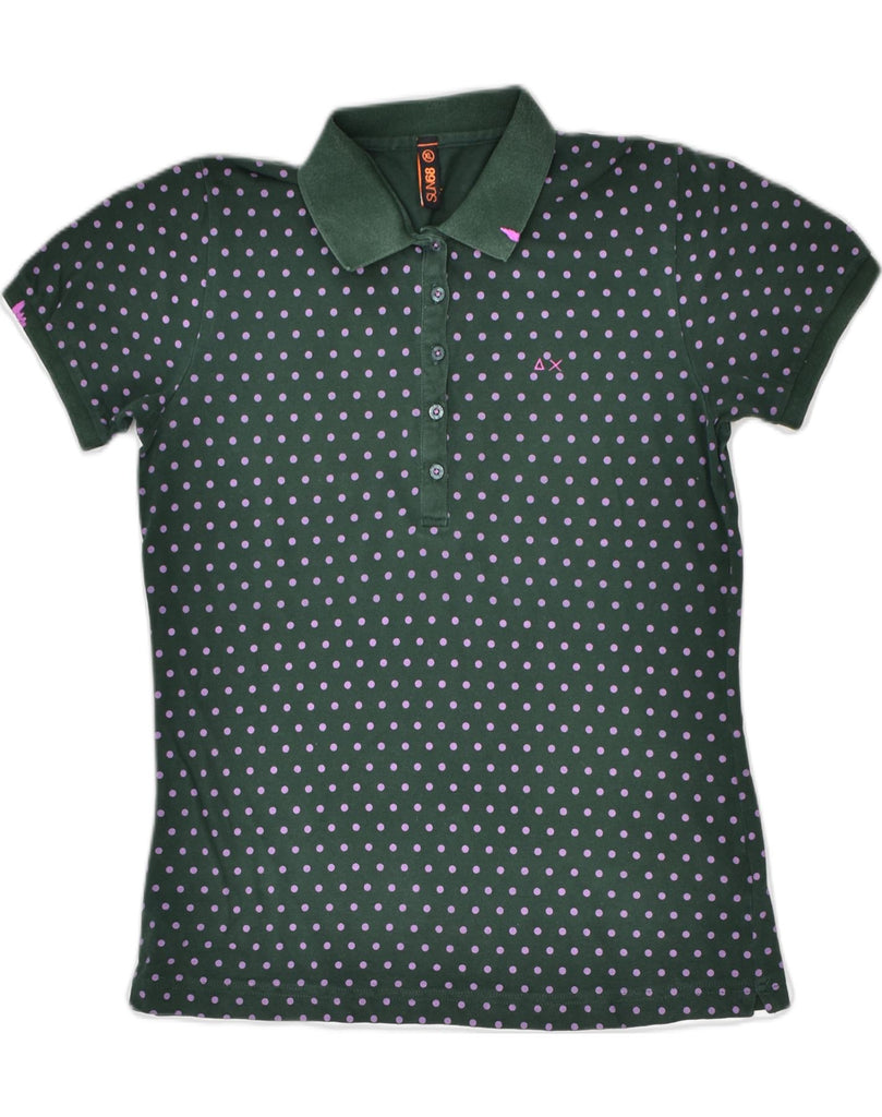 SUN68 Womens Polo Shirt UK 18 XL Green Polka Dot Cotton | Vintage Sun68 | Thrift | Second-Hand Sun68 | Used Clothing | Messina Hembry 