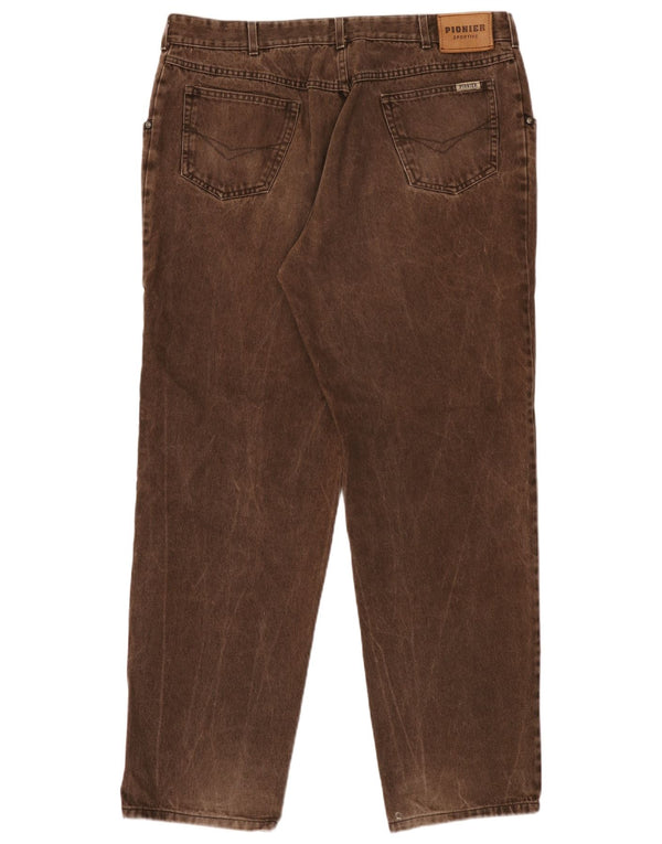 Pioneer Mens Tapered Jeans W40 L34 Brown Cotton