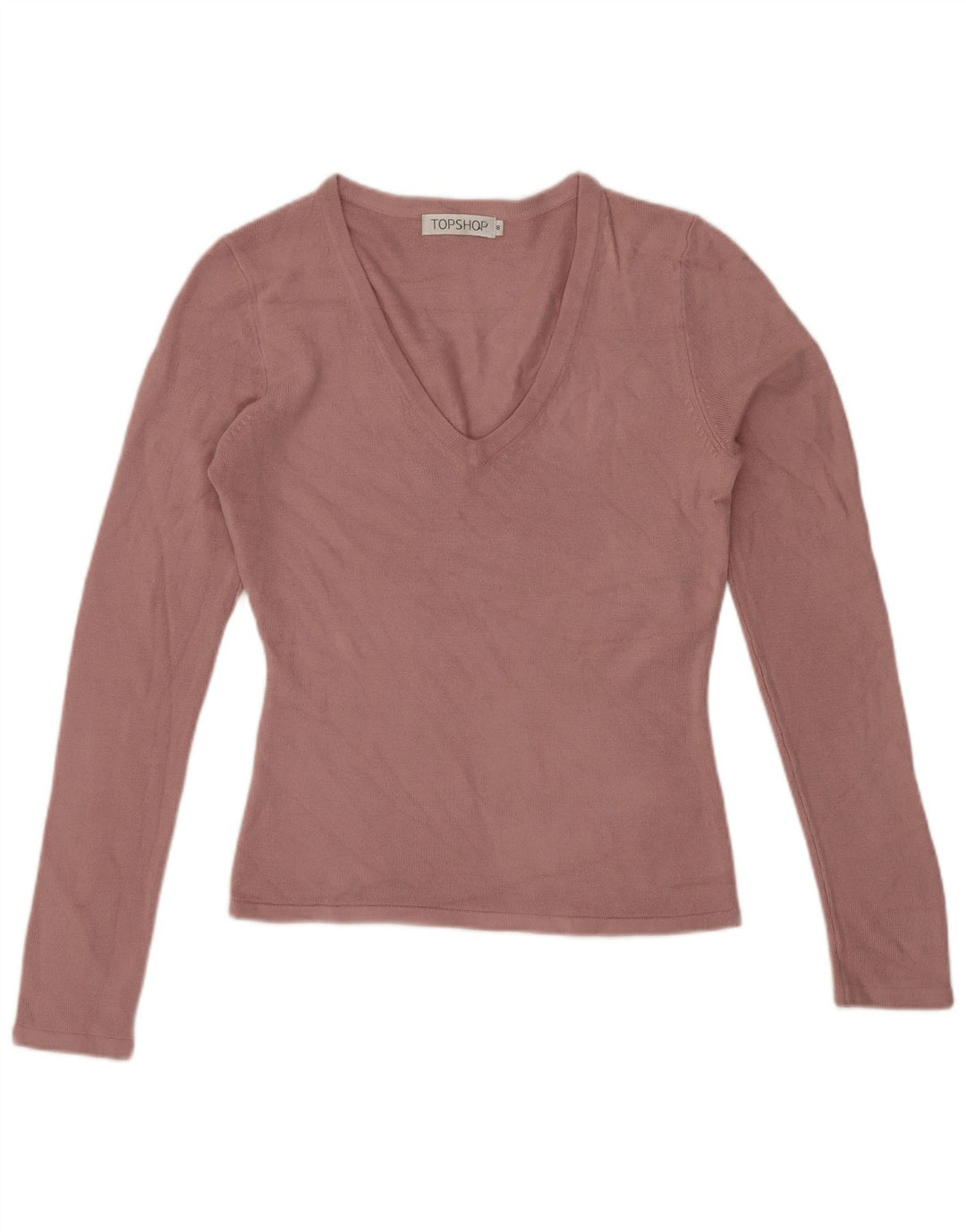 Topshop Womens Top Long Sleeve UK 8 Small Pink Acrylic