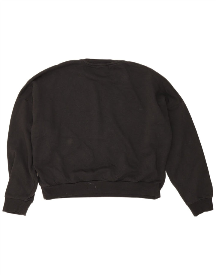 Adidas Womens Crop Oversized Sweatshirt Jumper UK 12/14 Medium Black Cotton