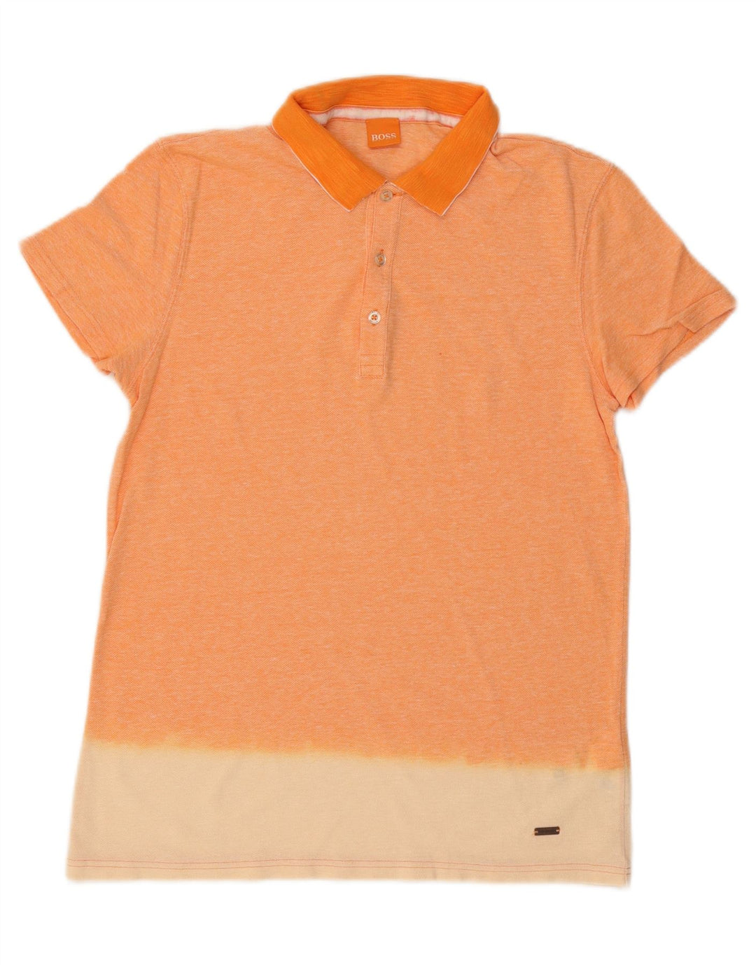 HUGO BOSS Mens Polo Shirt Medium Orange Colourblock Cotton