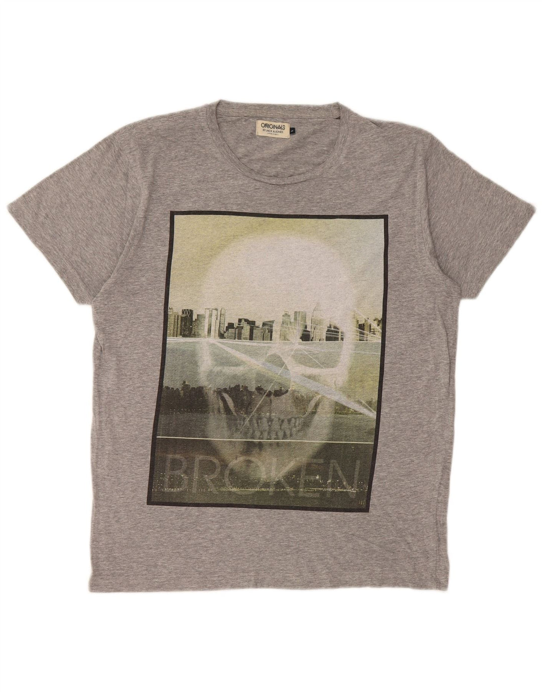 Jack & Jones Mens Graphic T-Shirt Top Large Grey