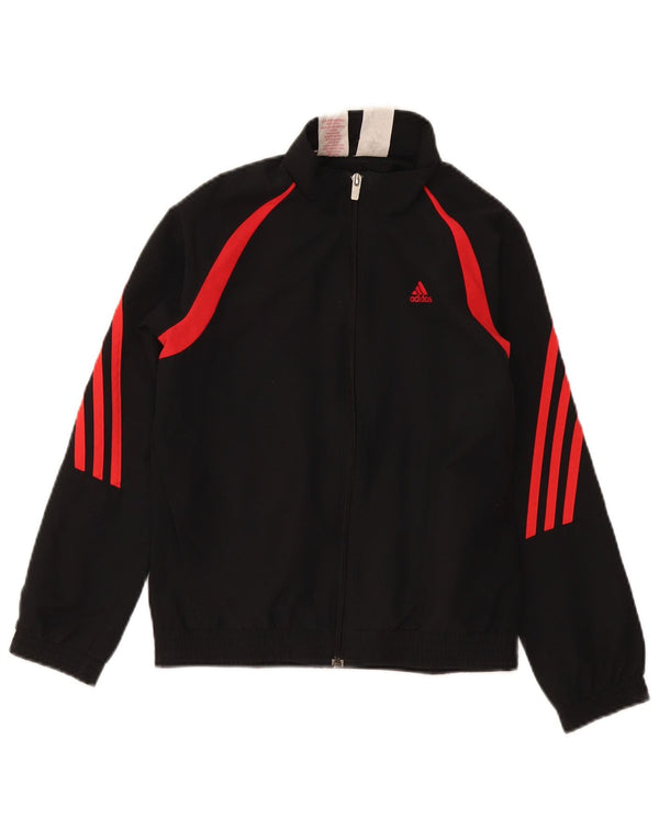 Adidas Boys Graphic Tracksuit Top Jacket 9-10 Years Black Colourblock