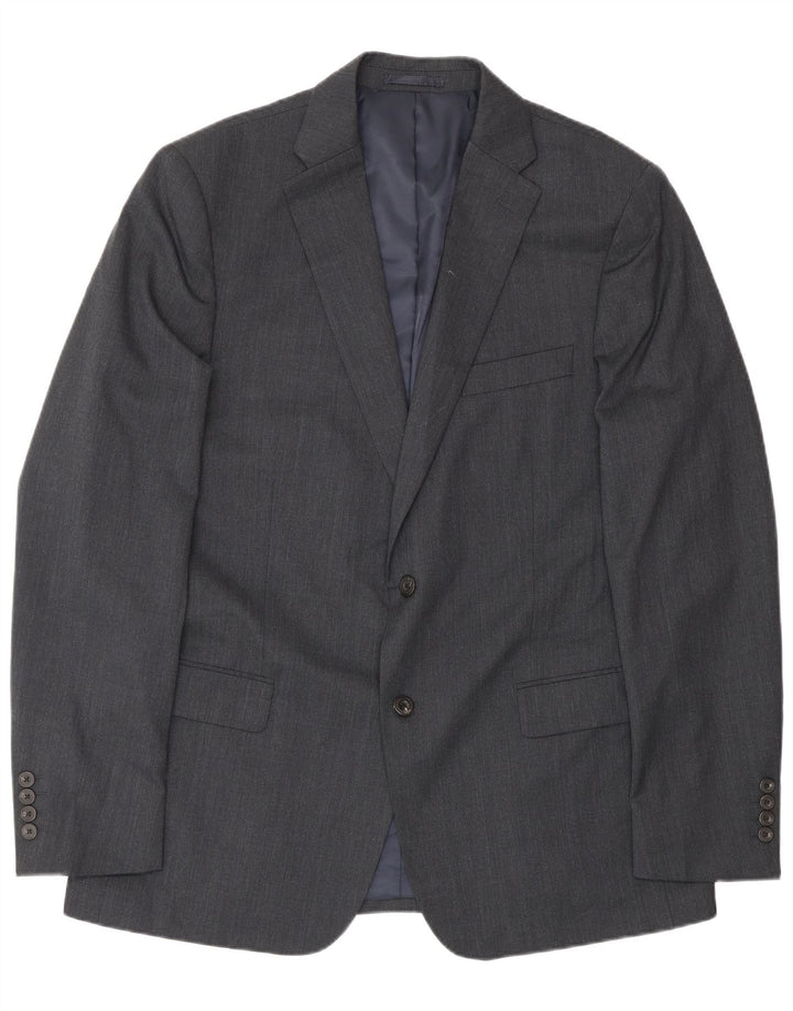 John Lewis Mens 2 Button Blazer Jacket UK 44 2XL Grey Polyester
