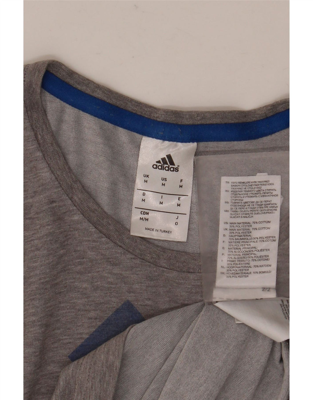 ADIDAS Mens Graphic T-Shirt Top Medium Grey Flecked Cotton
