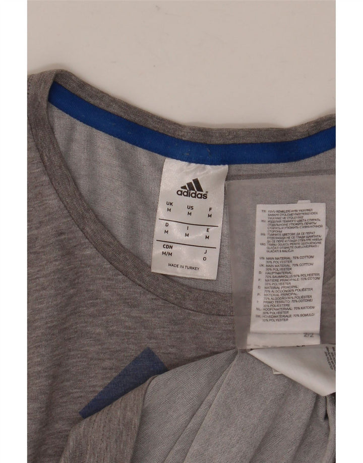 ADIDAS Mens Graphic T-Shirt Top Medium Grey Flecked Cotton