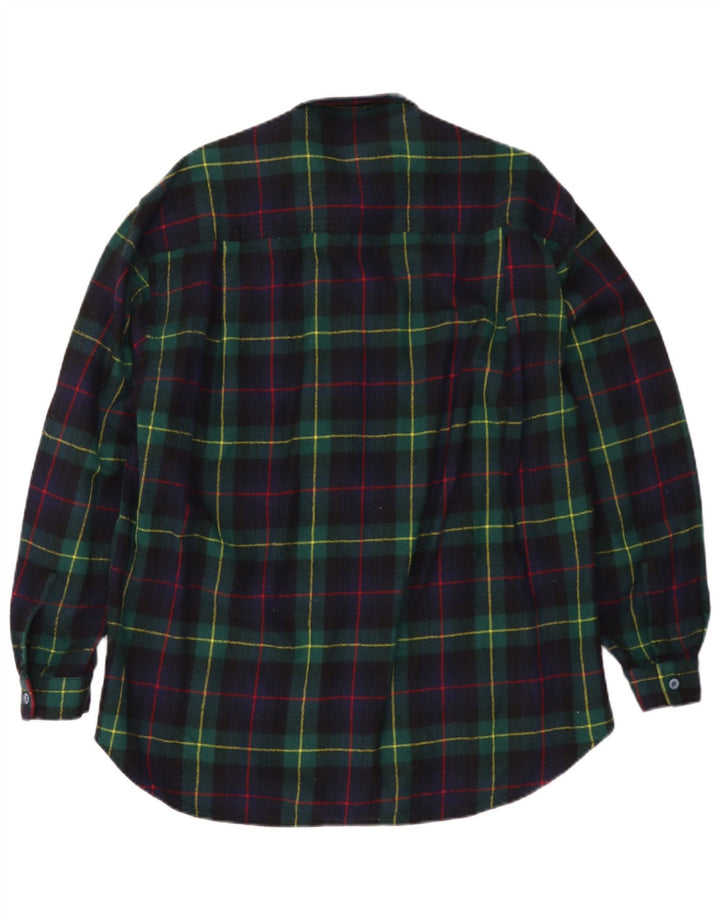 Vintage Mens Flannel Shirt Large Navy Blue Check