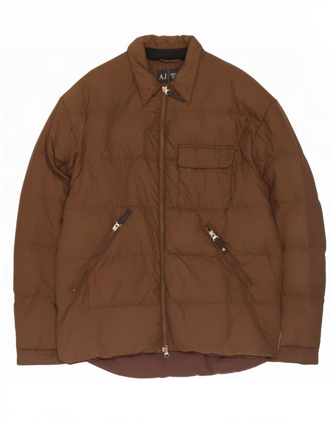 Armani Mens Padded Jacket UK 44 2XL Brown Polyamide