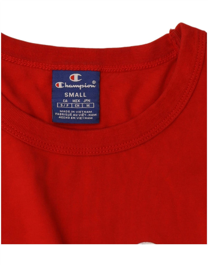 Champion Mens Graphic Top Long Sleeve Small Red Colourblock