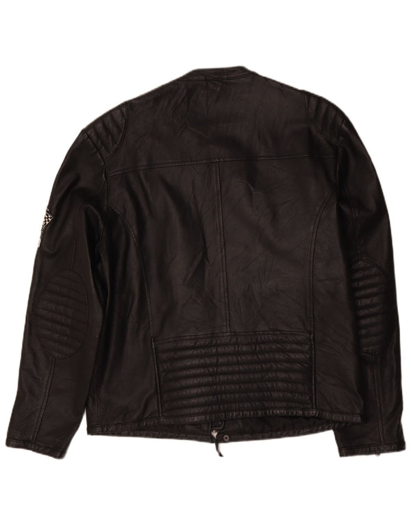 Vintage Mens Motorcycle Graphic Leather Racer Jacket UK 40 Large Black