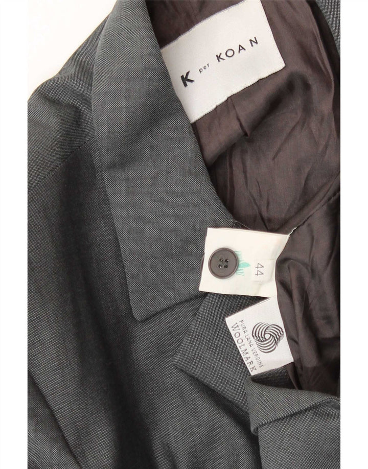 Koan Womens 4 Button Blazer Jacket IT 44 Medium Grey Virgin Wool