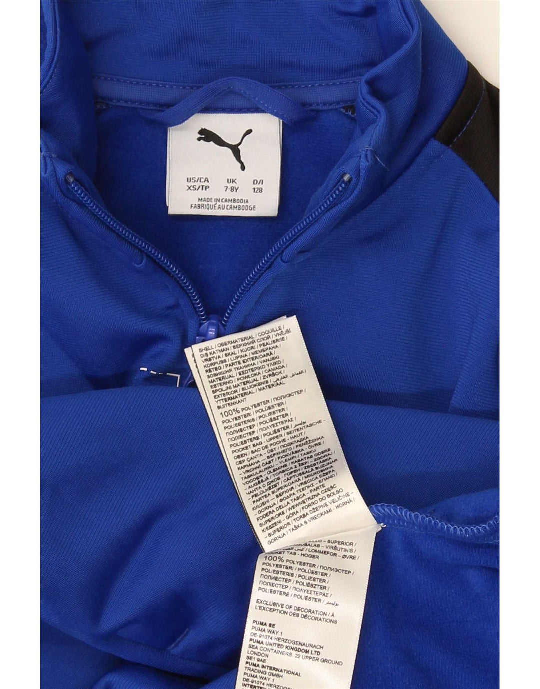 Puma Boys Graphic Tracksuit Top Jacket 7-8 Years Blue Colourblock Polyester