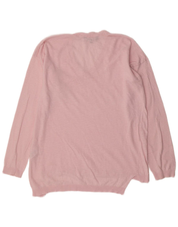 Crew Clothing Womens V-Neck Jumper Sweater UK 14 Large Pink Cotton