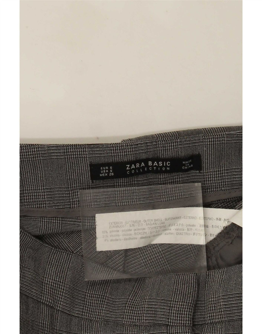 Zara Womens Slim Suit Trousers Small W26 L27 Grey Check Polyester