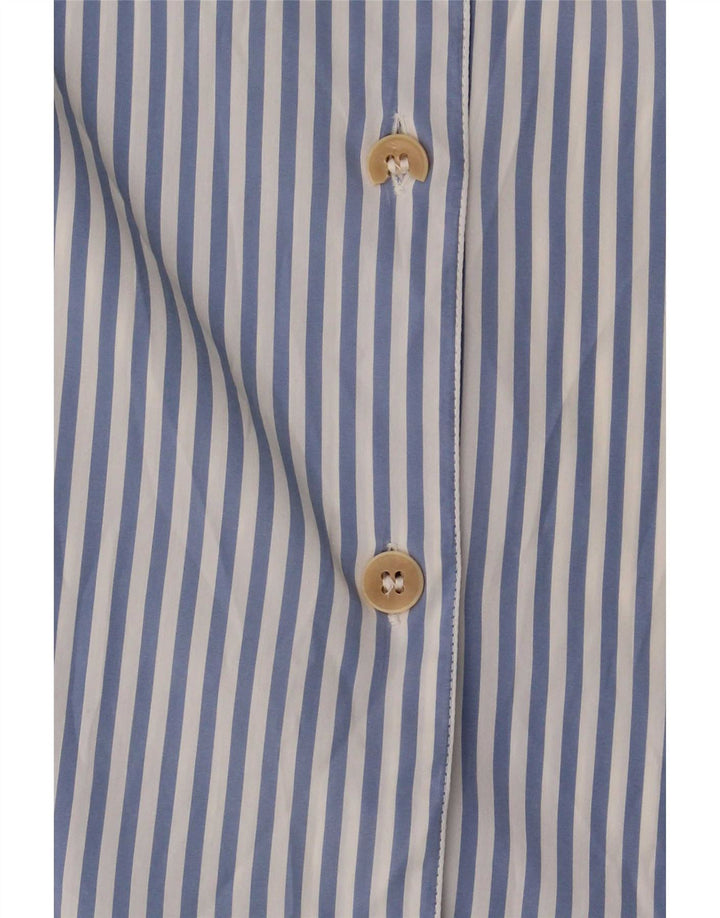 Marella Womens Shirt IT 42 Medium Blue Pinstripe Cotton