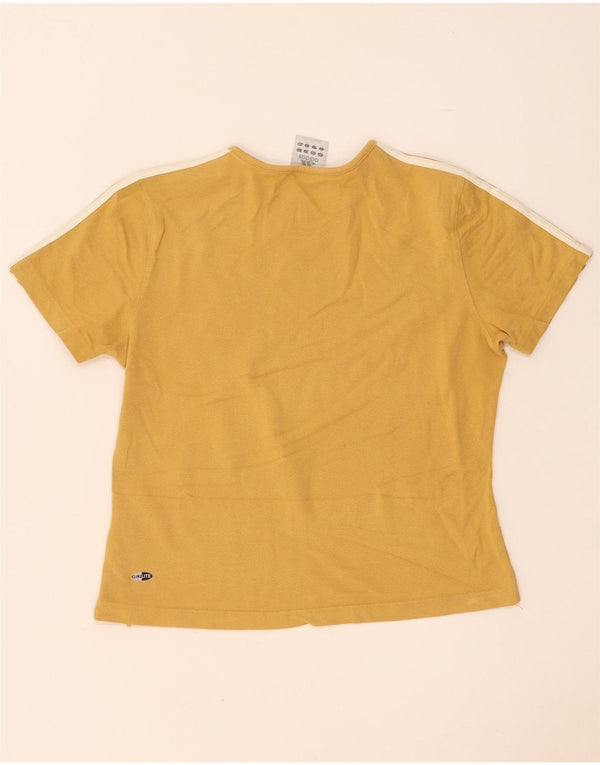 Adidas Womens T-Shirt Top UK 16 Large Yellow Cotton