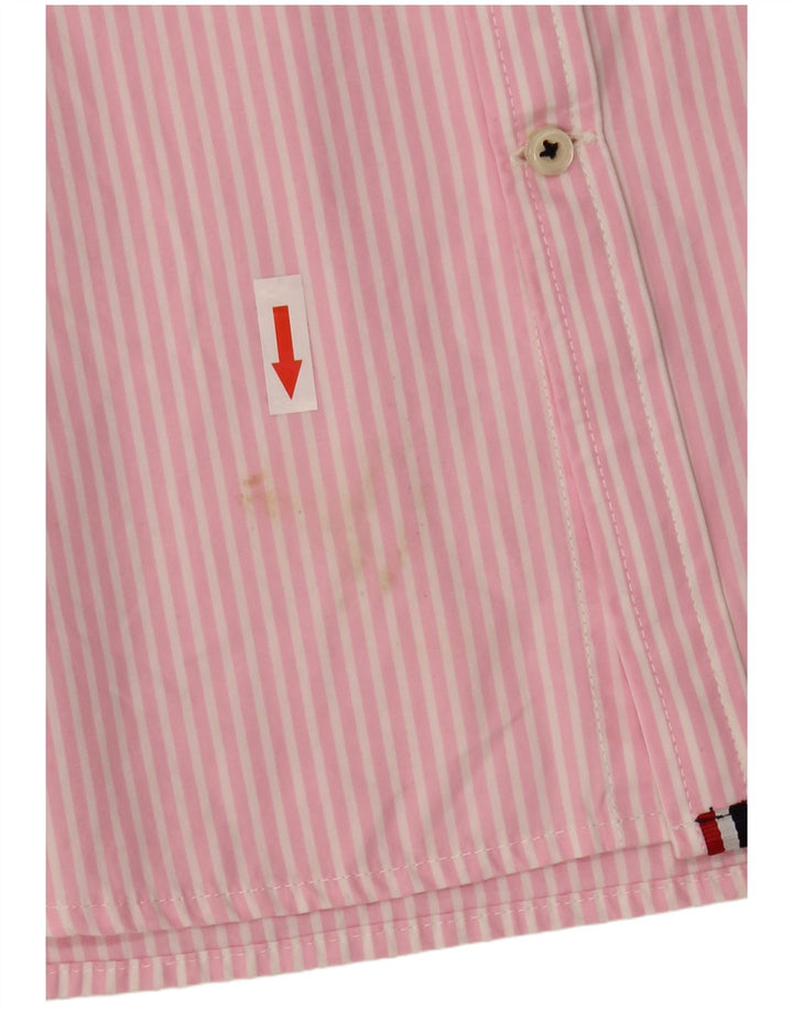 Superdry Mens Short Sleeve Shirt Large Pink Striped Cotton
