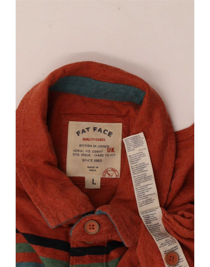 Fat Face Mens Polo Shirt Large Orange Colourblock Cotton