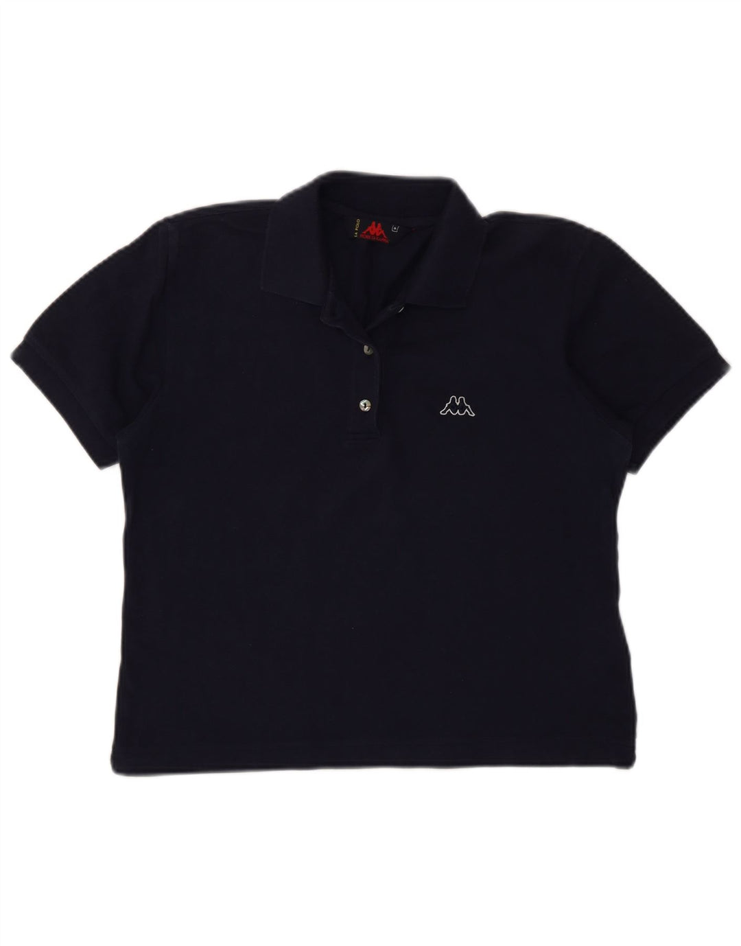 KAPPA Womens Polo Shirt UK 14 Medium Navy Blue Cotton
