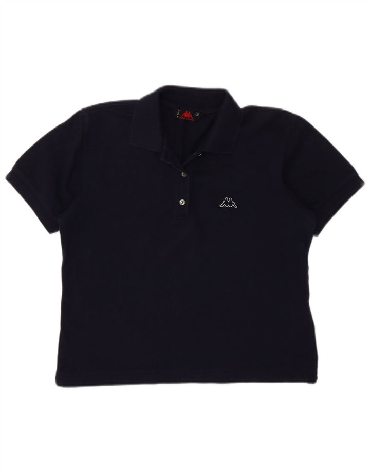 KAPPA Womens Polo Shirt UK 14 Medium Navy Blue Cotton