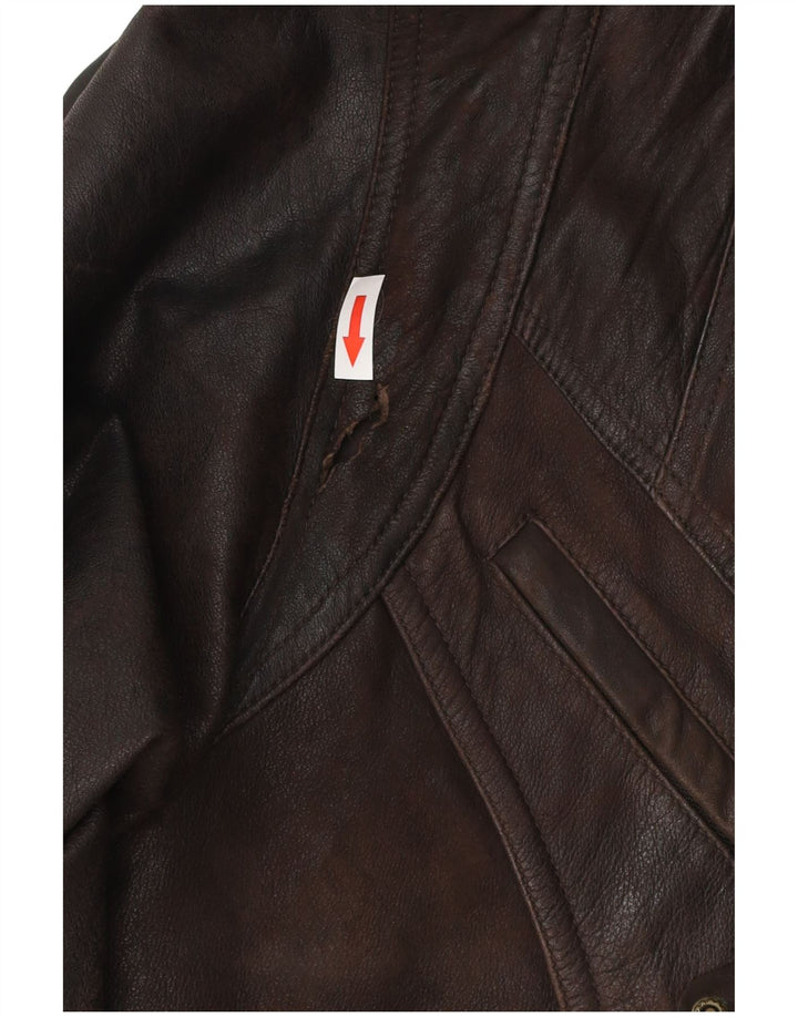MORENA Mens Leather Jacket IT 48 Medium Brown Leather