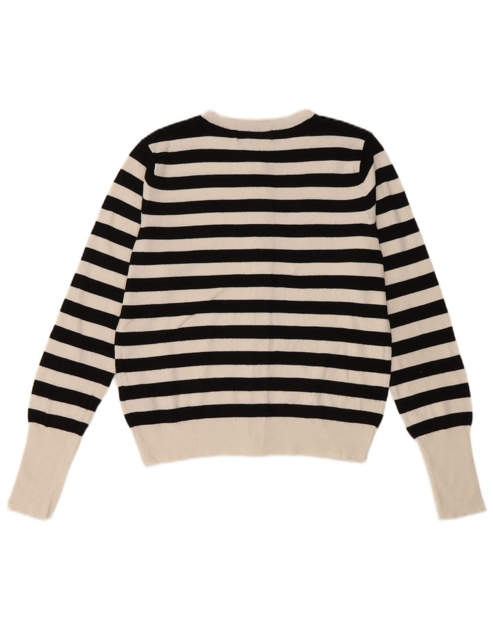 Marks & Spencer Womens Cardigan Sweater UK 8 Small  Black Striped Viscose