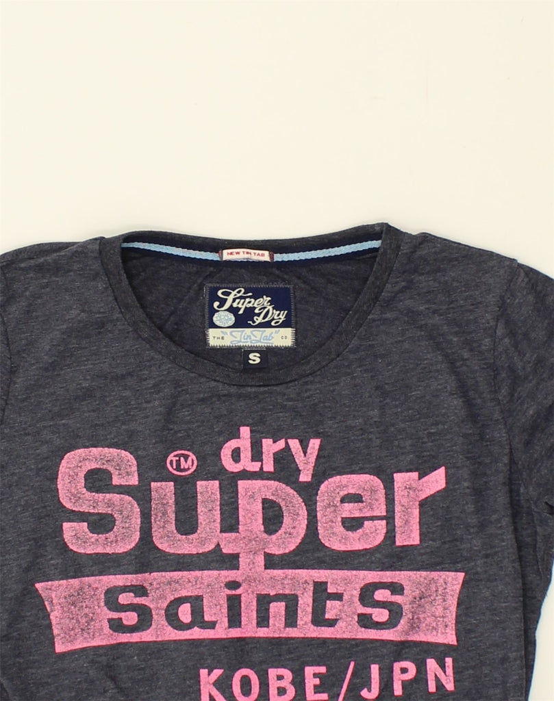 SUPERDRY Womens Graphic T-Shirt Top UK 8 Small Grey Cotton | Vintage Superdry | Thrift | Second-Hand Superdry | Used Clothing | Messina Hembry 