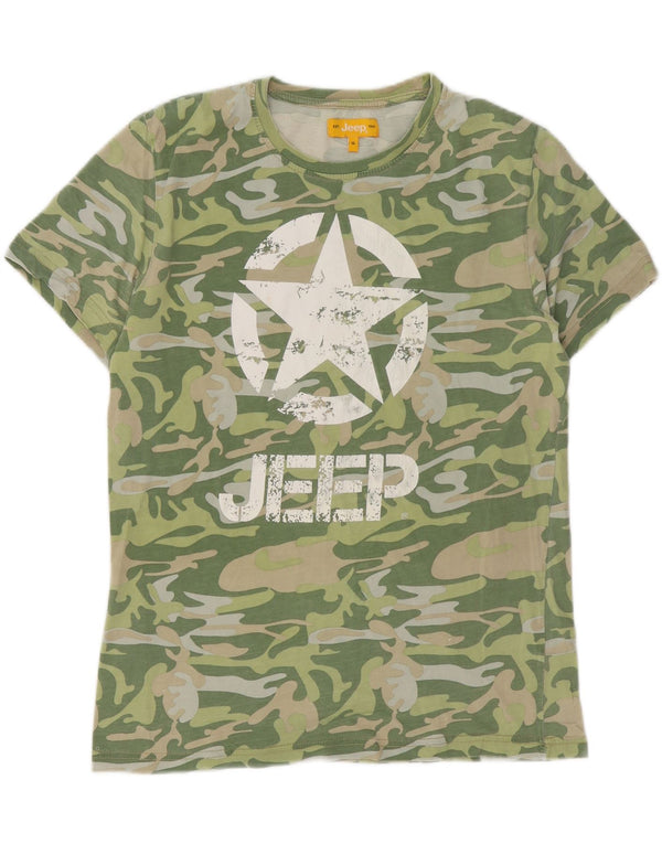 Jeep Mens Graphic T-Shirt Top XL Green Camouflage