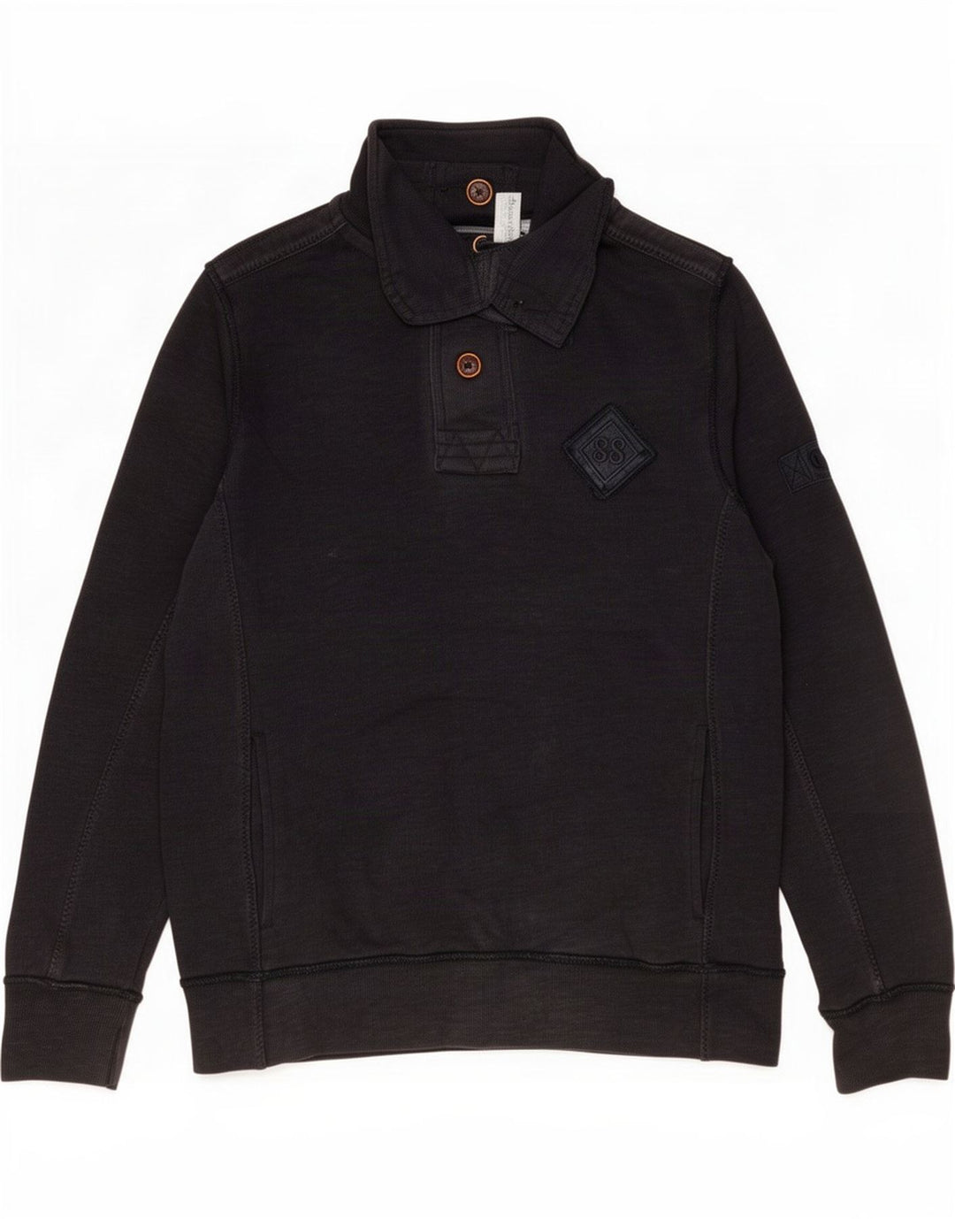 Fat Face Mens Button Neck Sweatshirt Jumper Small Navy Blue Cotton