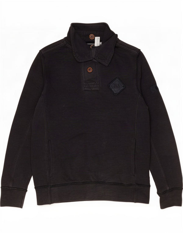 Fat Face Mens Button Neck Sweatshirt Jumper Small Navy Blue Cotton