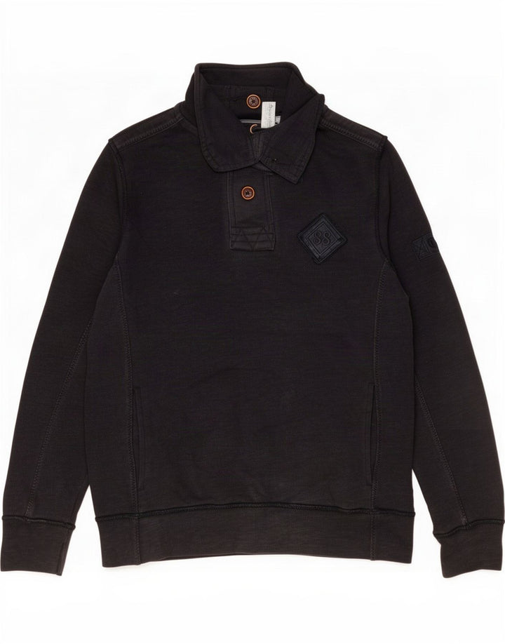 Fat Face Mens Button Neck Sweatshirt Jumper Small Navy Blue Cotton