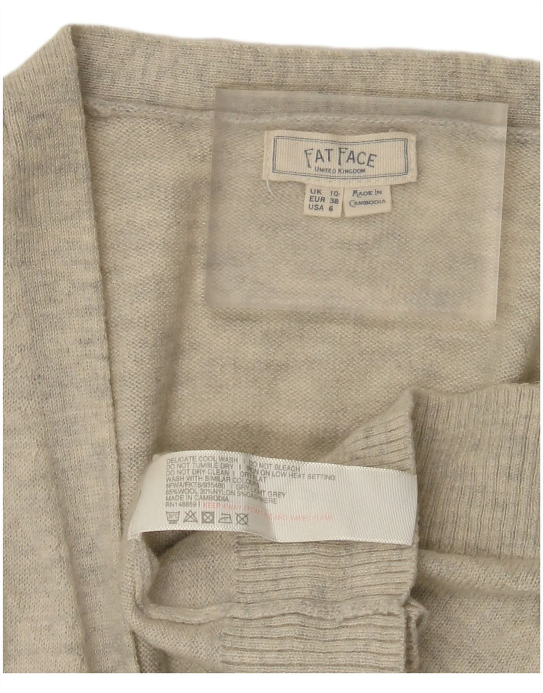 Fat Face Womens Longline Open Cardigan Sweater UK 10 Small Grey Flecked