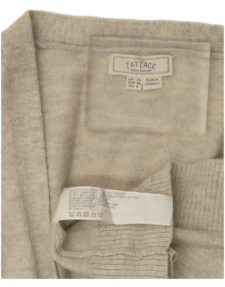 Fat Face Womens Longline Open Cardigan Sweater UK 10 Small Grey Flecked
