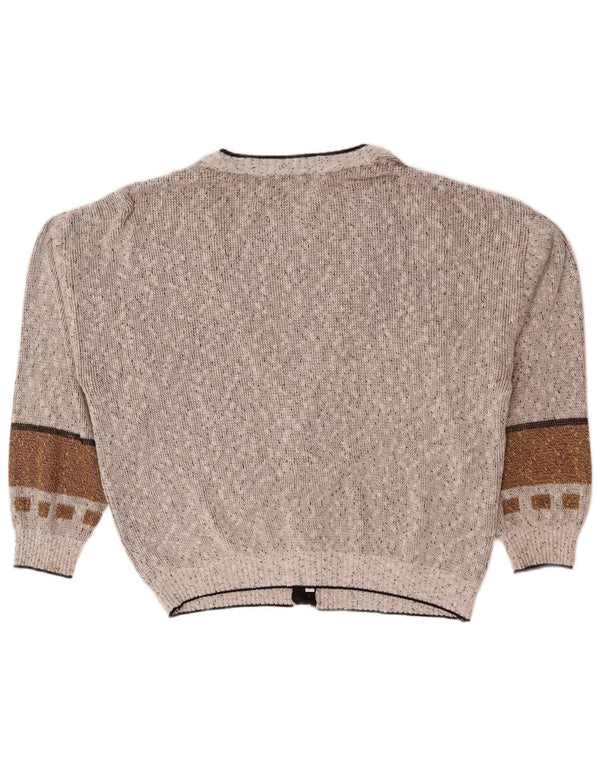 Maria Jose Mens Cardigan Sweater XL Grey Colourblock