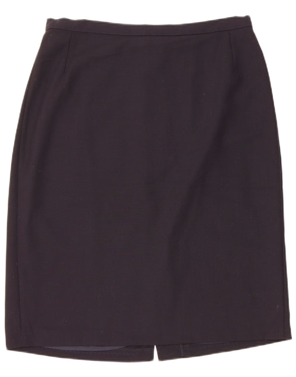 Marks & Spencer Womens Pencil Skirt UK 16 Large W30 Navy Blue New Wool