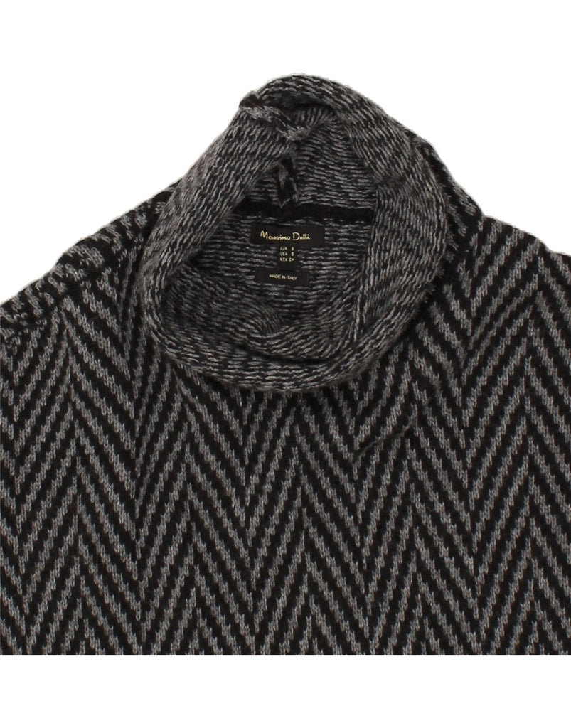 MASSIMO DUTTI Womens Roll Neck Jumper Sweater US 8 Medium Grey Chevron | Vintage Massimo Dutti | Thrift | Second-Hand Massimo Dutti | Used Clothing | Messina Hembry 