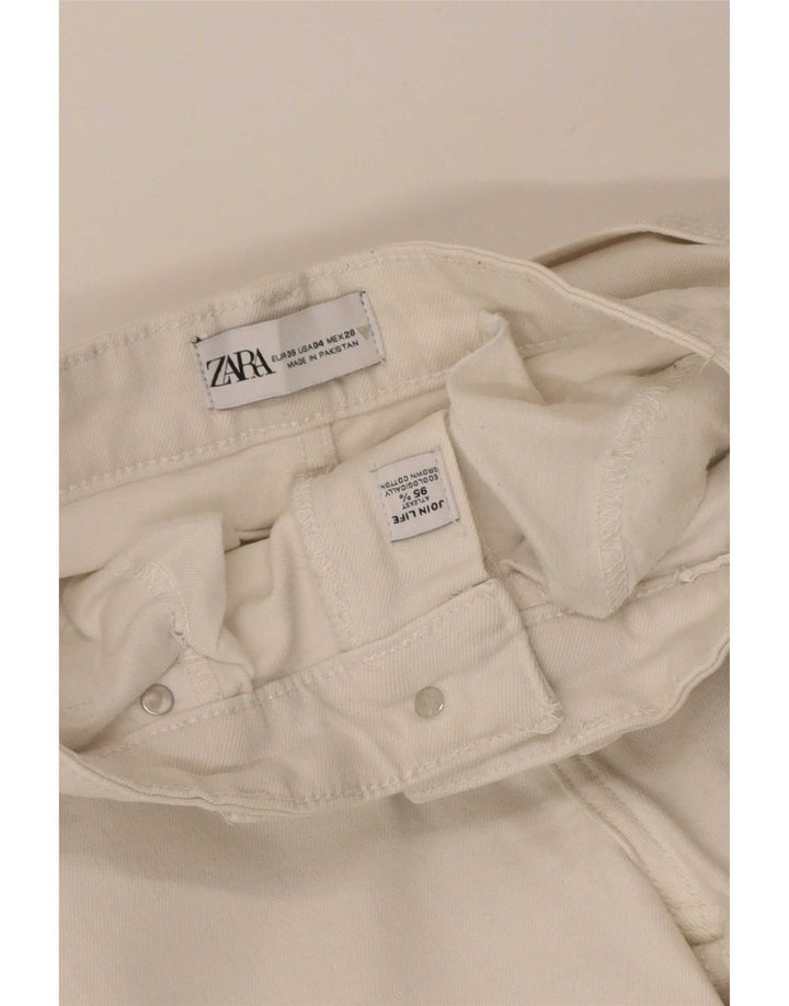 Zara Womens Flared Jeans EU 36 XS W26 L25 White Cotton