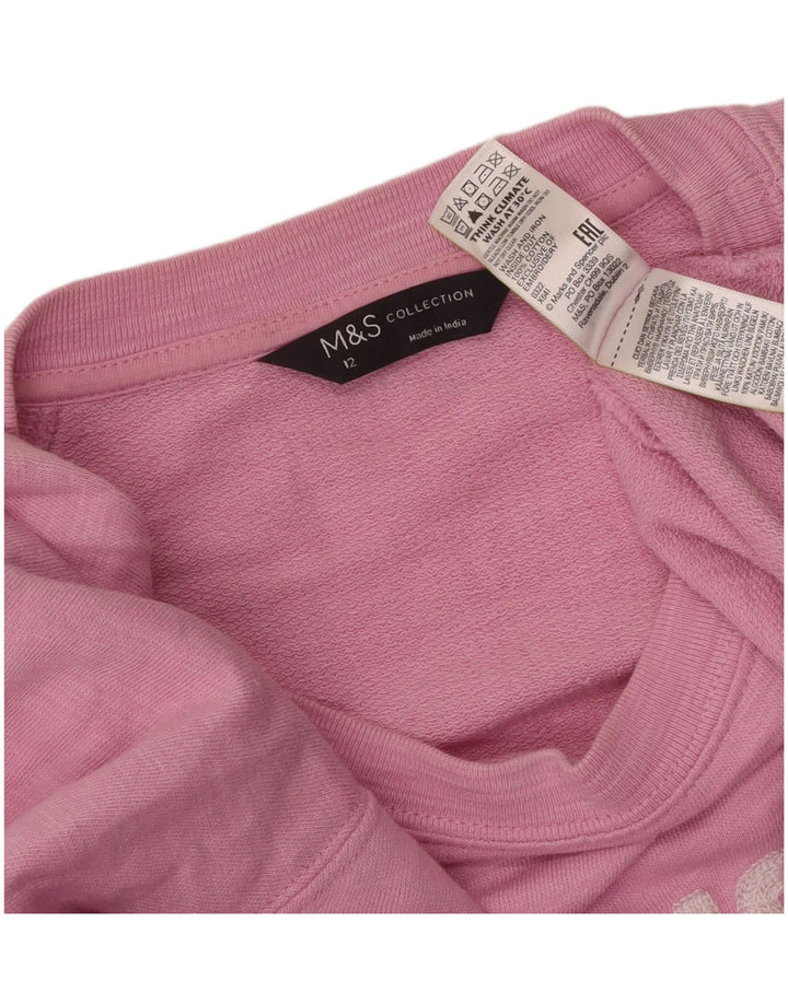 Marks & Spencer Womens Graphic Sweatshirt Jumper UK 12 Medium Pink Flecked