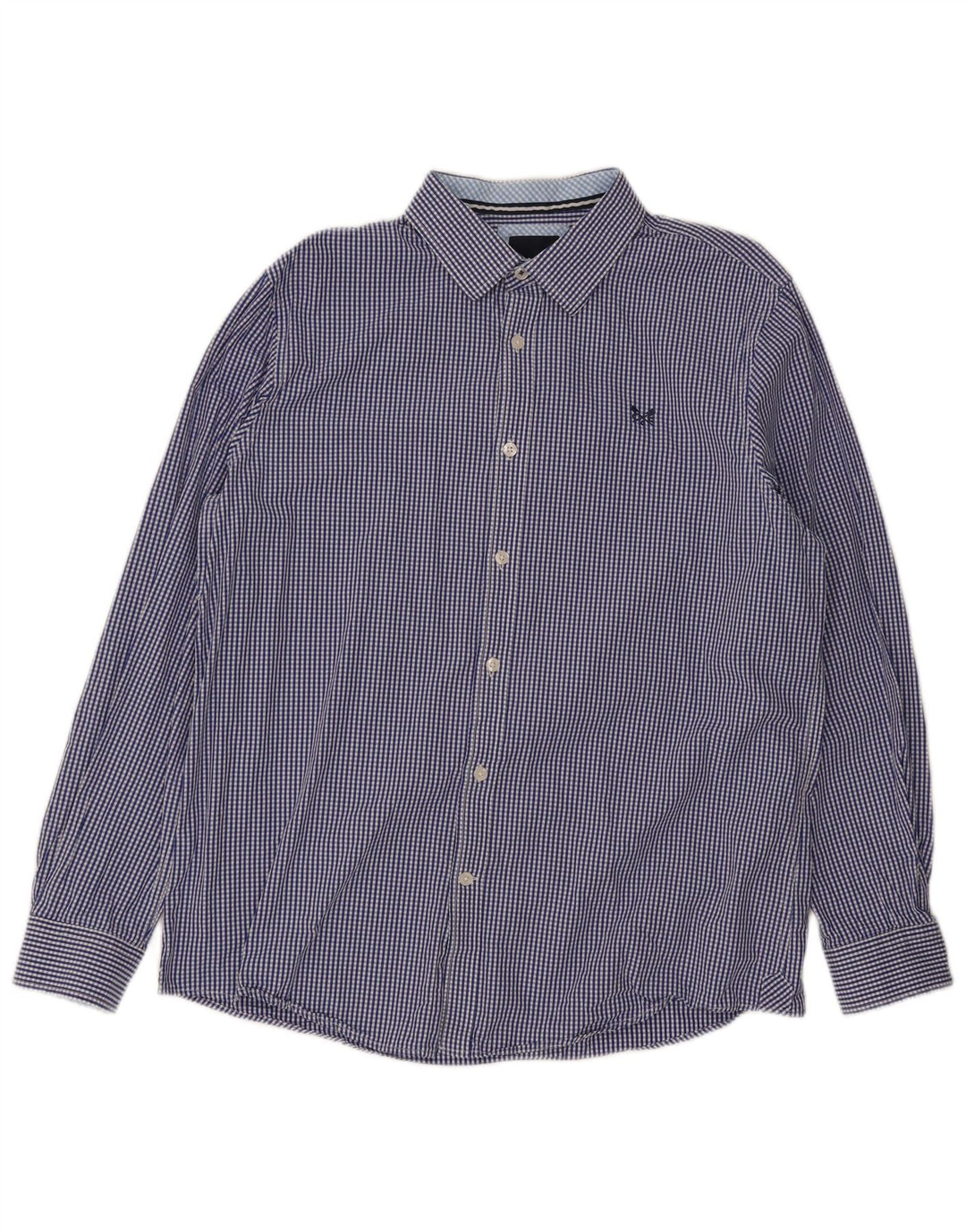 Crew Clothing Mens Classic Fit Shirt Large Blue Gingham Cotton