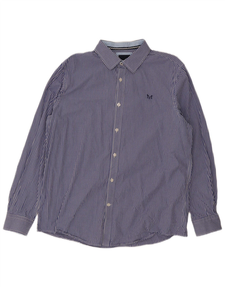 Crew Clothing Mens Classic Fit Shirt Large Blue Gingham Cotton
