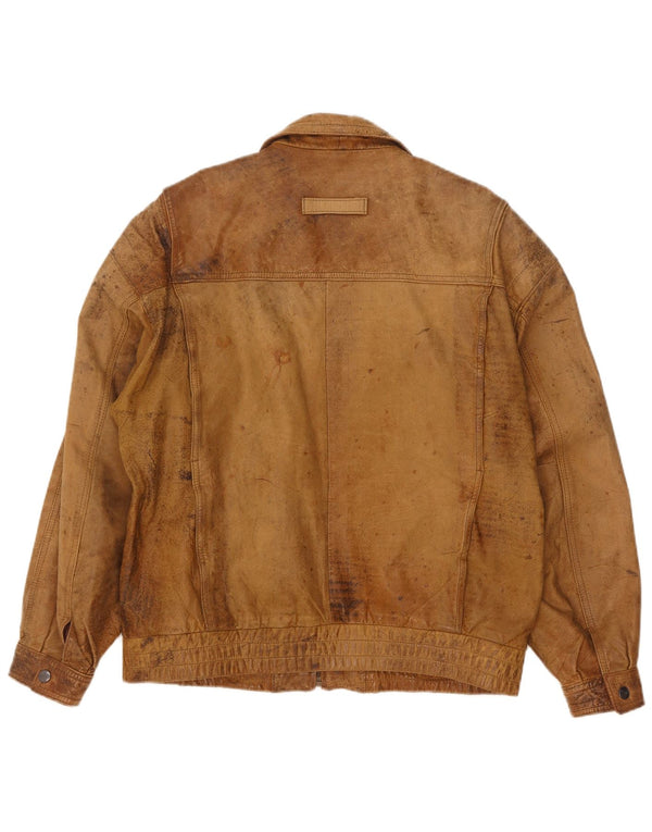 Vintage Mens Leather Jacket UK 40 Large Beige